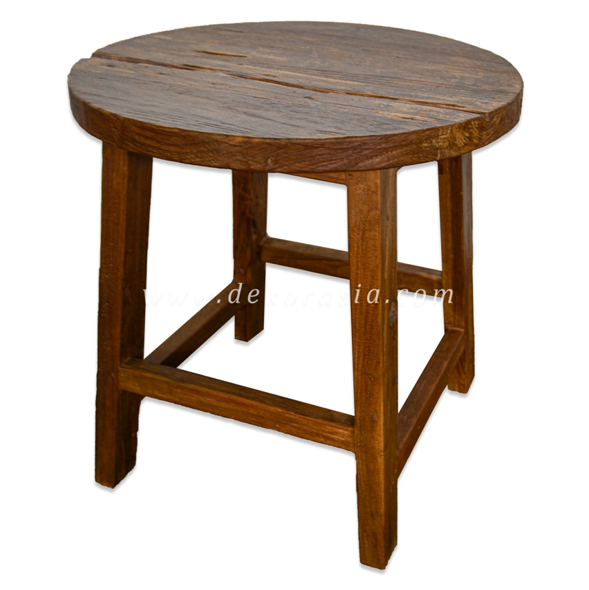 Antique Round Rustic Stool - Wooden Stools for Home Furniture - Image 1