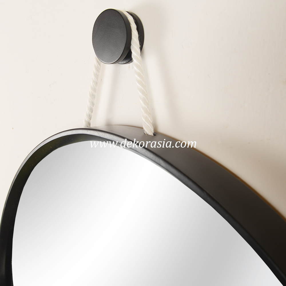 Black Round Mirror Wall Decoration, Natural Wood Mirror Wall Decorative - Image 3