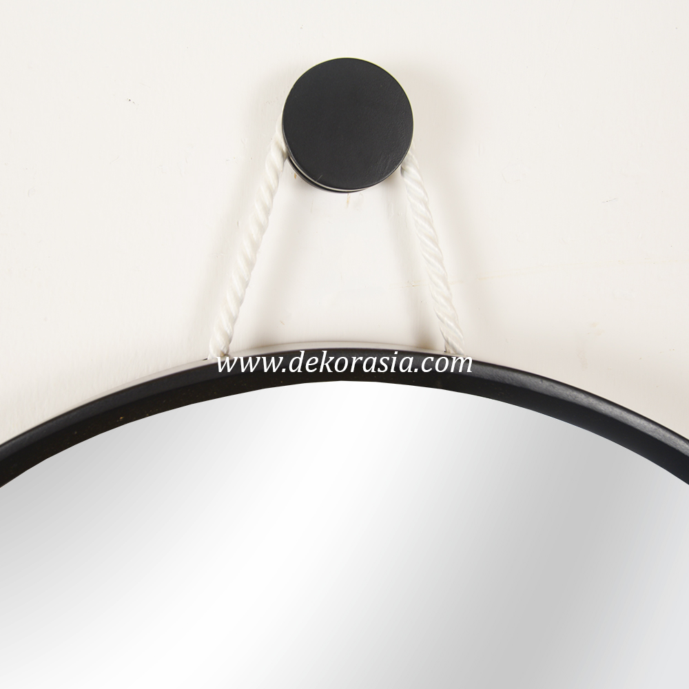 Black Round Mirror Wall Decoration, Natural Wood Mirror Wall Decorative - Image 4
