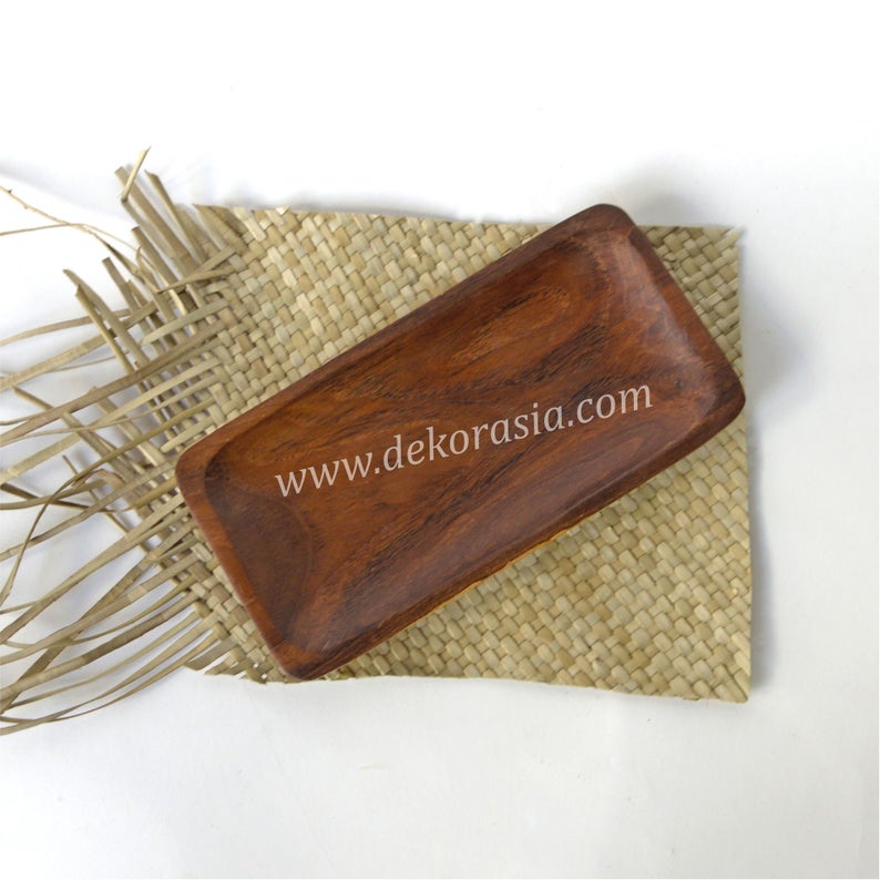 Natural Teak Wooden Tray Size 7.9 inches, Dinnerware Set Dishes & Wooden Trays - Image 2