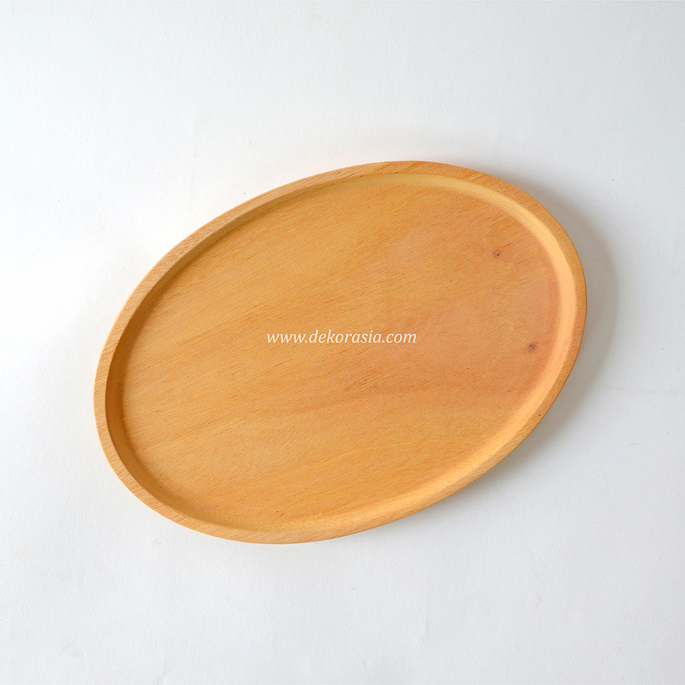 Natural Oval Wood Plate, Solid Wood Serving Platters Highly Durable - Image 2