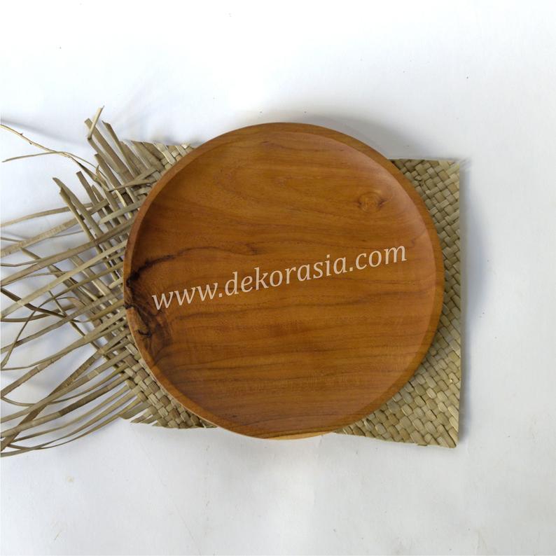 Round Teak Wooden Tray Diameter 5.9 to 9.8 inches, Dinnerware Set Dishes & Tray Serving - Image 2