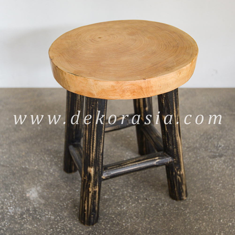 Round Wash Stool - Wooden Stools for Home Furniture - Image 2