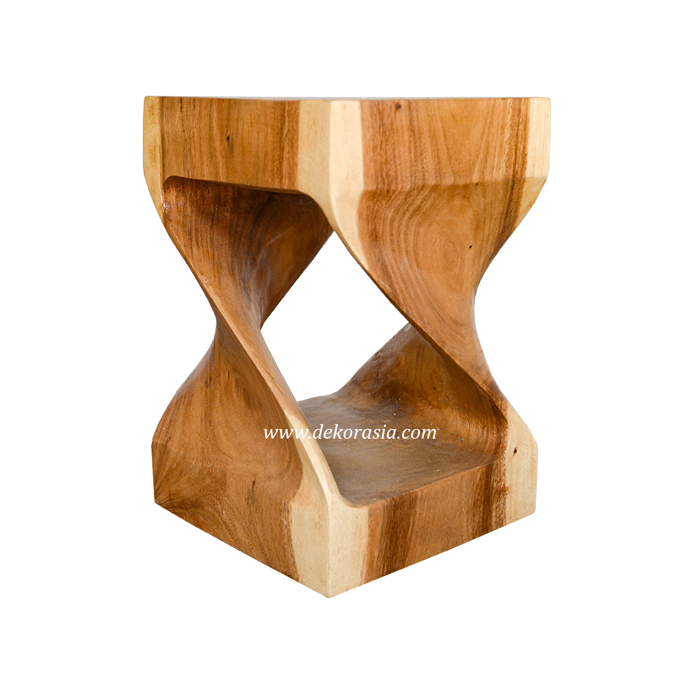 Square Single Twist Wooden Stool for Home Furniture - Image 1