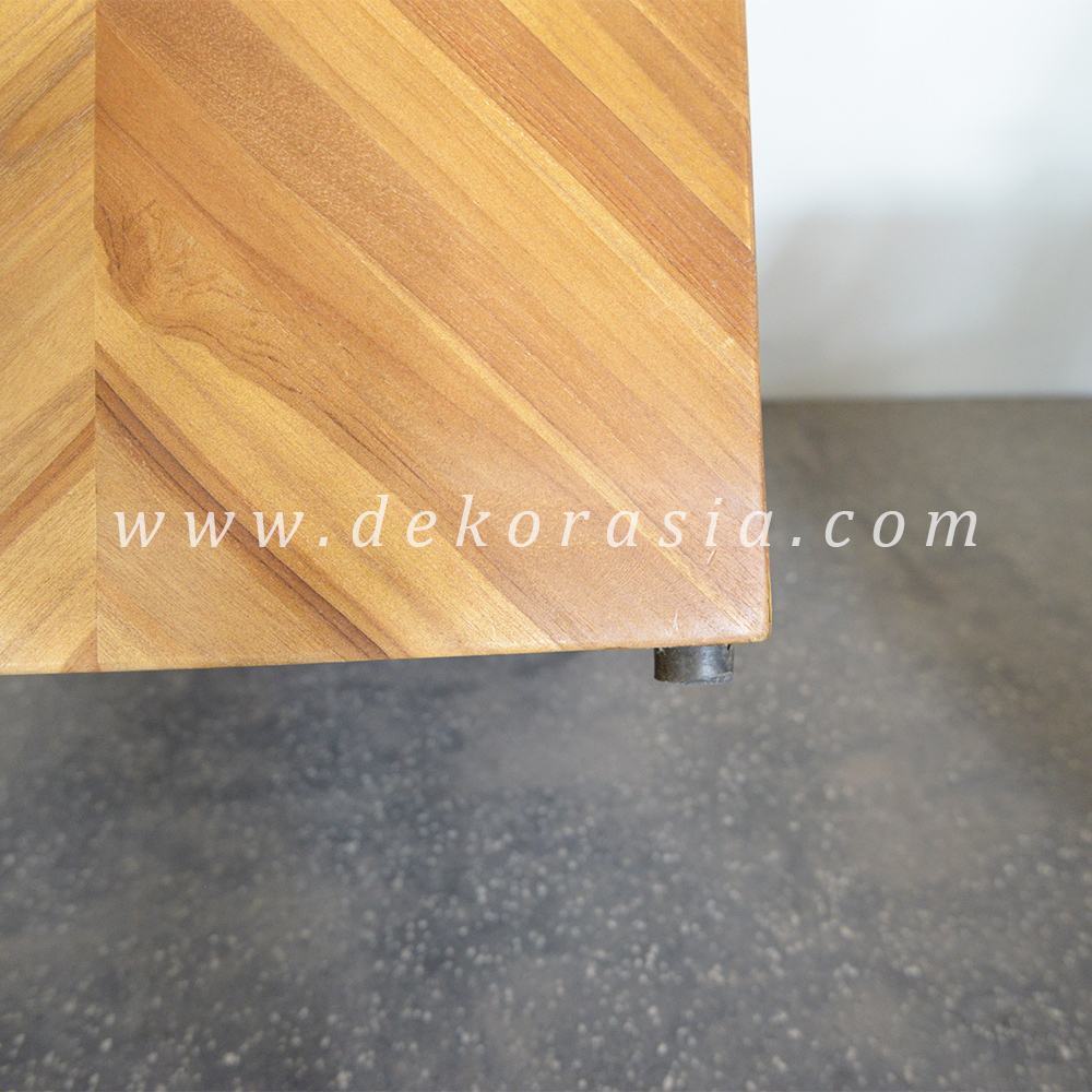 Teak Barn Stool with Rubber Feet - Wood Stools Decor - Image 4