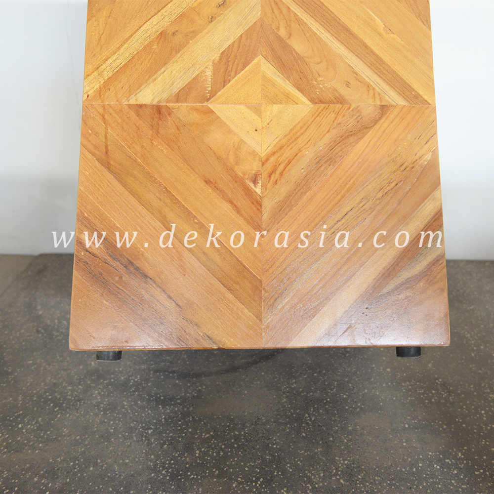 Teak Barn Stool with Rubber Feet - Wooden Stools - Image 3