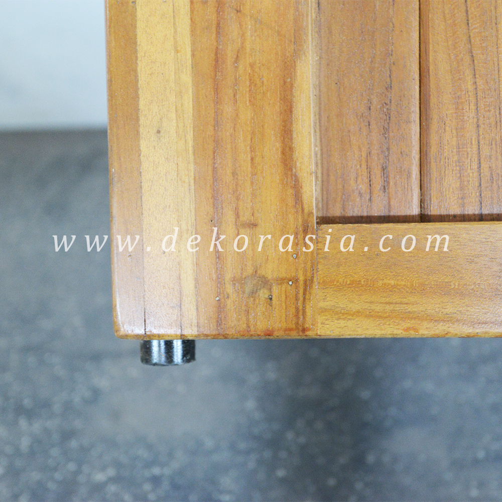 Teak Barn Stool with Rubber Feet - Wooden Stools Decoration - Image 4