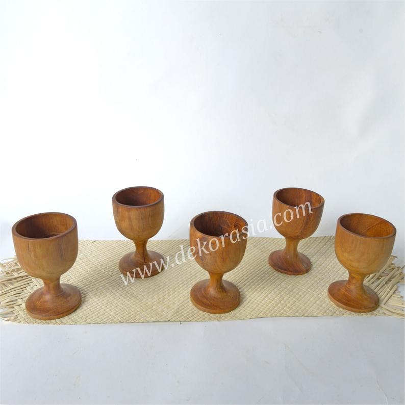 Teak Wine Goblet Diameter 3 Inches x Height 4 to 4.8 inches, Teak Wood Kitchenware - Image 4