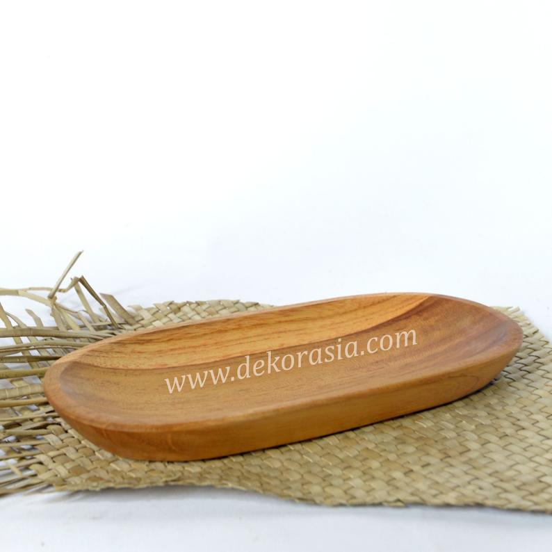 Natural Teak Wood Oval Tray, Dinnerware Set Dishes and Trays - Image 2