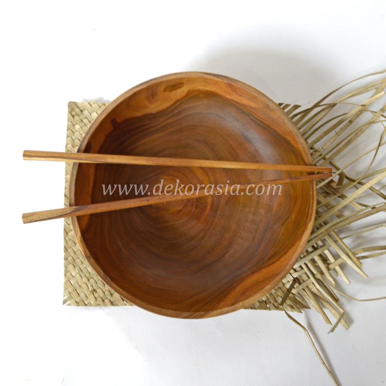 Natural Teak Wood Round Tray Dish Serving, Dinnerware Set Dishes and Trays - Image 2
