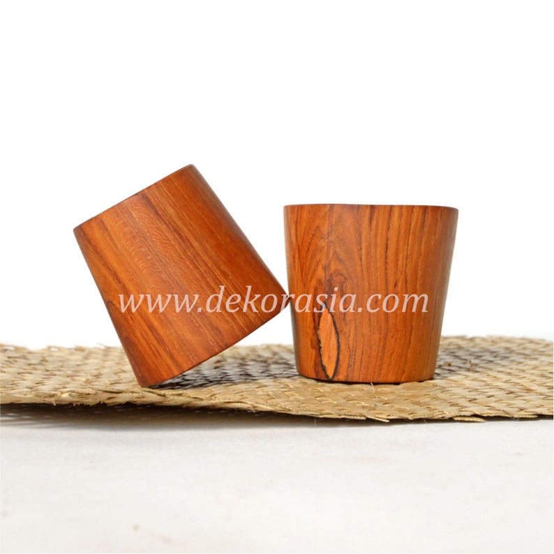 Wooden Glass Natural, Teak Wooden Shot Glass Mini 2 Inches, Glass Drink - Image 1