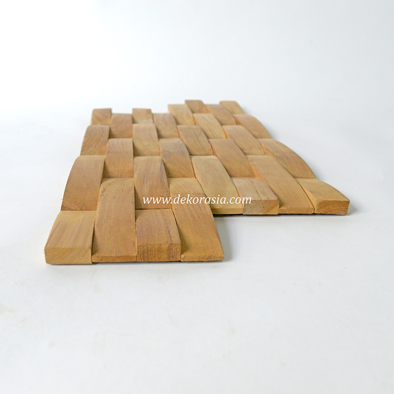 Wood Wall Wave Teak, Natural Wood Wall Cladding for Decoration - Image 2