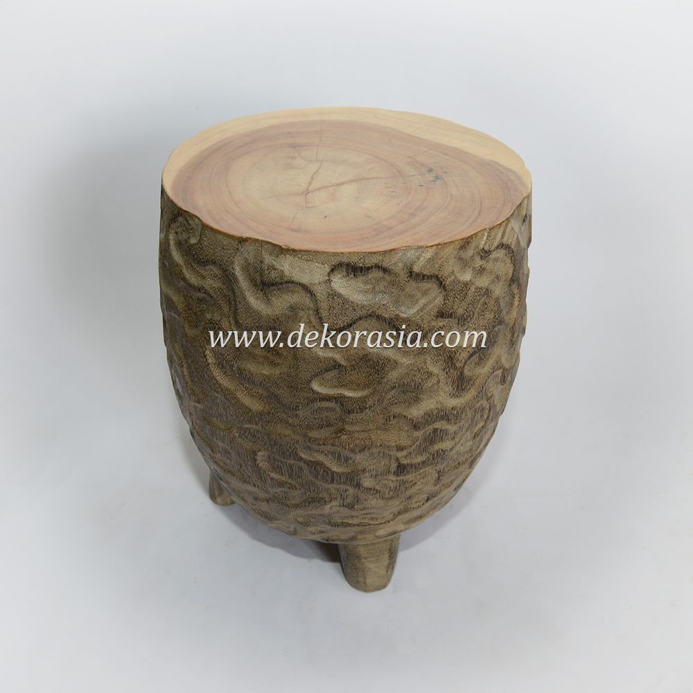 Wood Stool Decorative with Legs, Home Furniture Wooden Stool Chair, Wooden Stool with Carved Motifs - 4