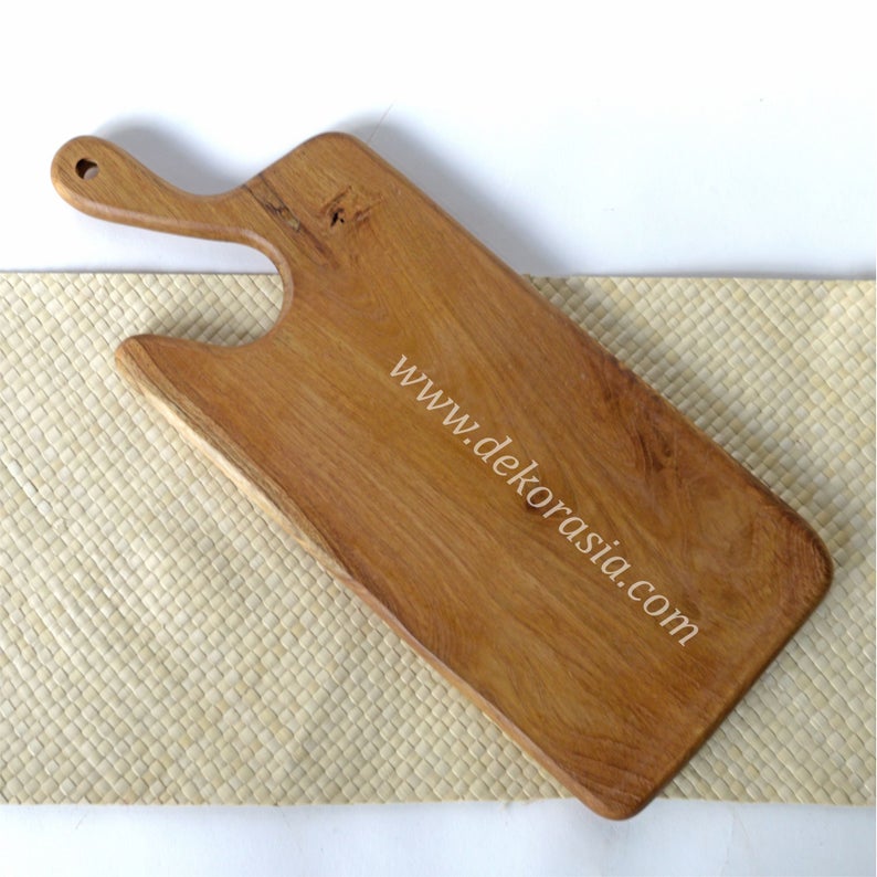 Wooden Antique Teak Cutting Board with Handle Size 14 inches, Wood Cutting Board Vegetable - Image 1