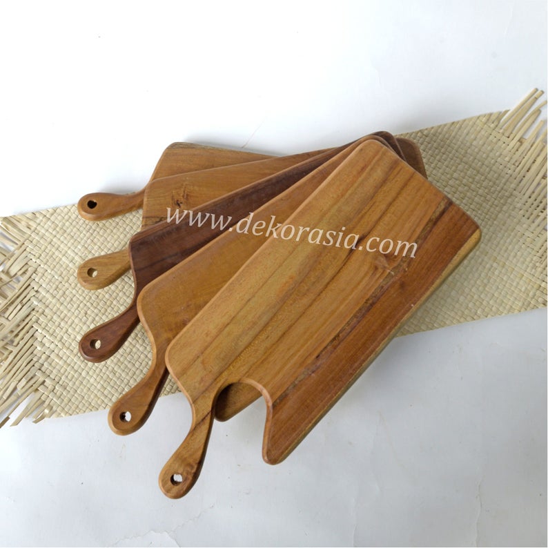 Wooden Antique Teak Cutting Board with Handle Size 14 inches, Wood Cutting Board Vegetable - Image 2