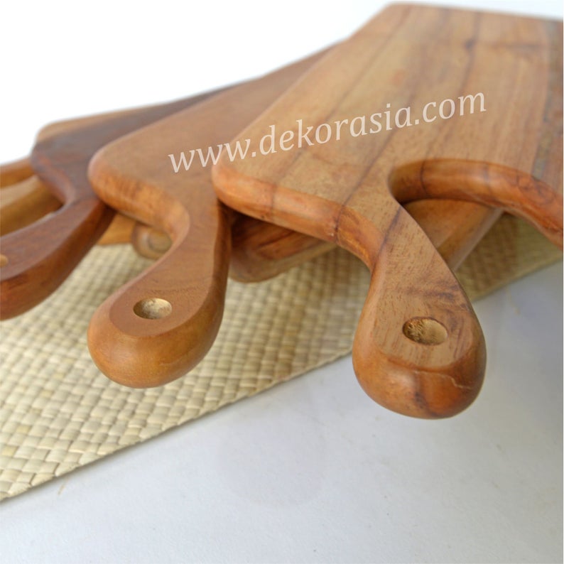 Wooden Antique Teak Cutting Board with Handle Size 14 inches, Wood Cutting Board Vegetable - 4