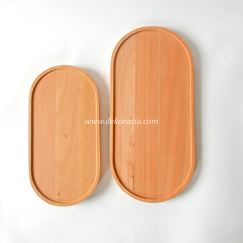 Solid Wooden Oval Tray, Tableware Wooden Tray - Image 1