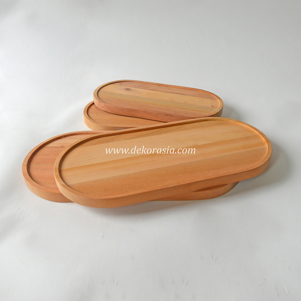 Solid Wooden Oval Tray, Tableware Wooden Tray - Image 3