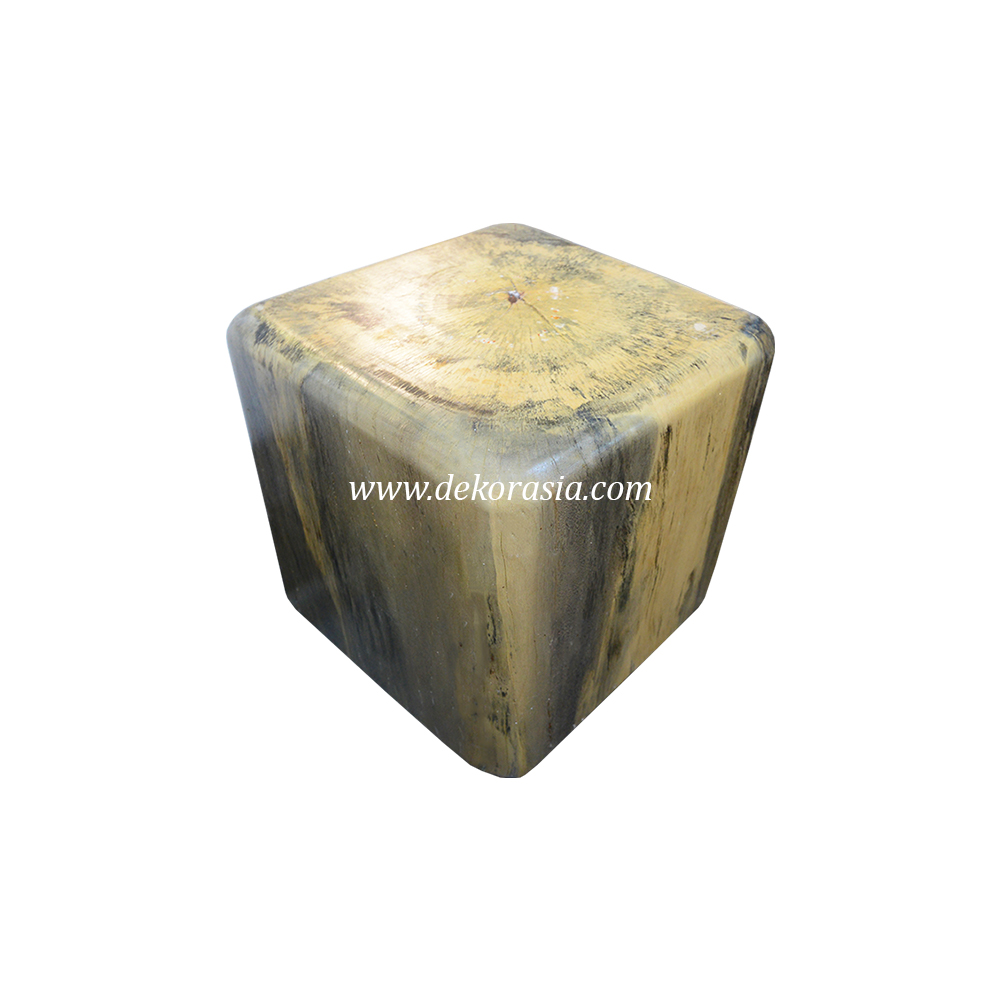 Cube Wooden Stool Decorative, Solid Tamarind Wood Stool for Indoor and Outdoor Home Furniture - Image 1