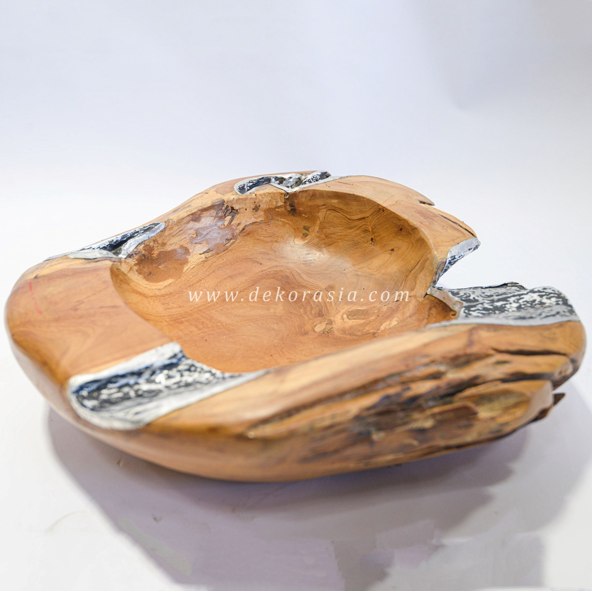 Wooden and Aluminium Decorative Bowl, Wooden Bowl for Home Decoration, Natural Wood Bowls Unique - Image 2