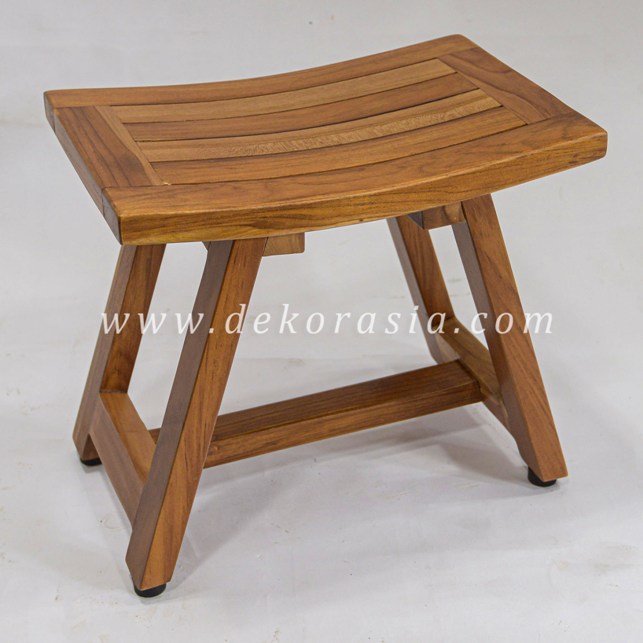 Wooden Curved Recta Stool - Wood Stool for Bathroom - Image 1