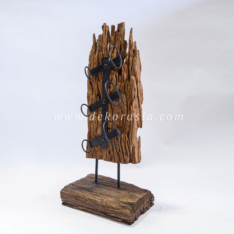Natural Wood Wine Rack, 3 Bottle Wine Rack - Image 1