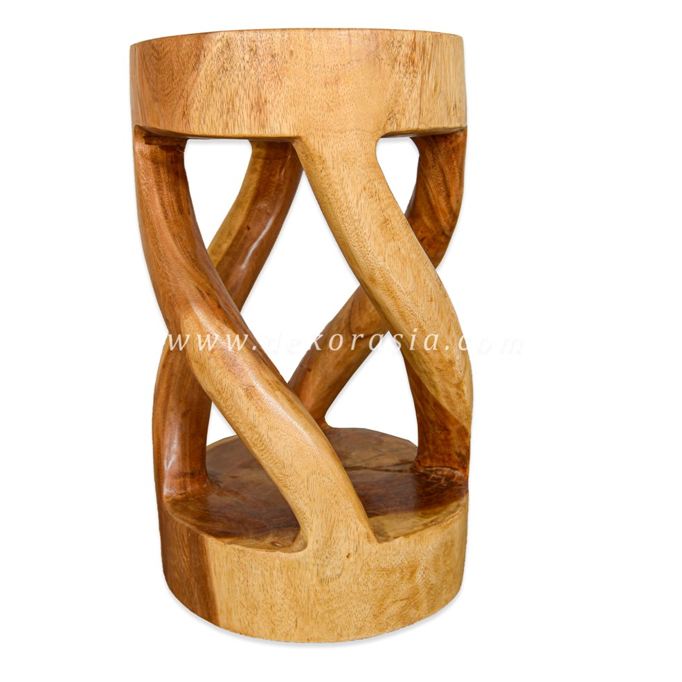 Round Twist Stool - Wooden Stools for Home Furniture - Image 1