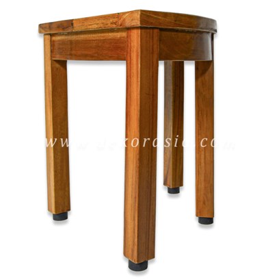 Shaving Stool 4 Legs with Rubber Feet - Wood Stool for Bathroom - Image 2