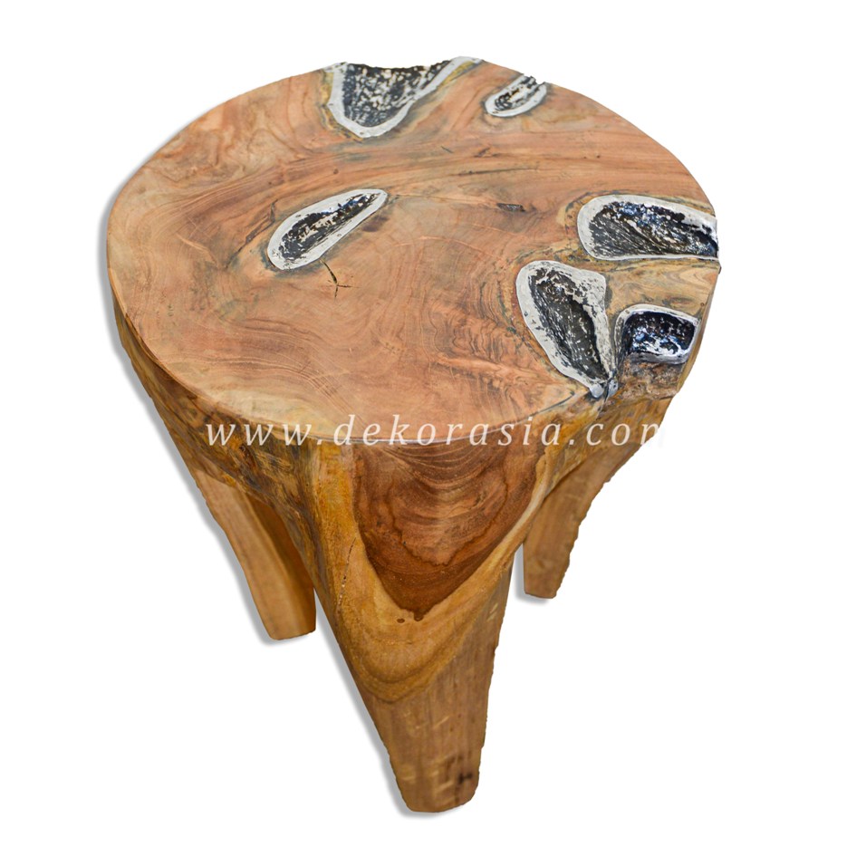 Wood and Aluminium Stool - Wooden Stools for Home Furniture - Image 1